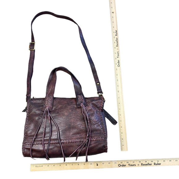 Nino Bossi Large Burgundy Leather Hobo Shoulder Tote Womens Handbag - Picture 5 of 12